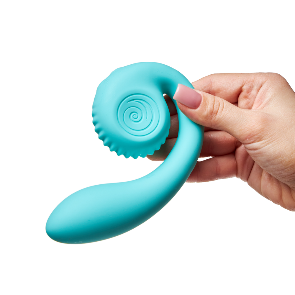 SVibe Gizi turquesa em fotografia oficial, alternativa de formato duplo ao lado de outras categorias